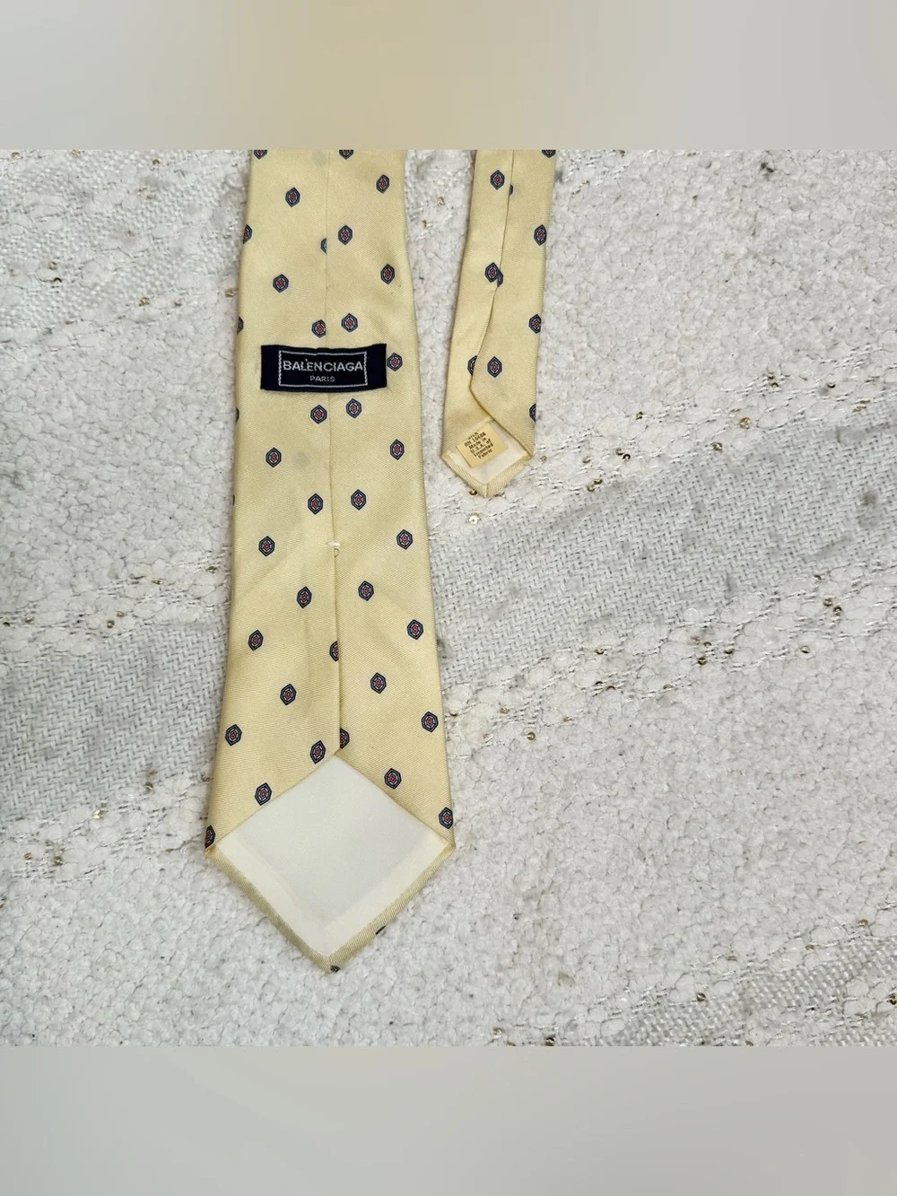Balenciaga tie yellow, pink and blue 100% silk neck tie